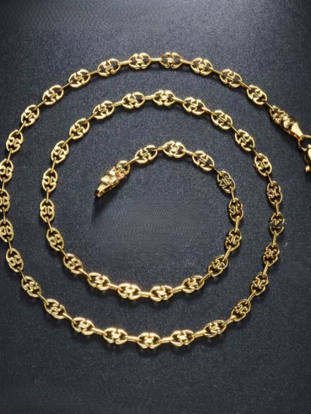 18K Gold 18" Mens Chain Link Style Necklace Guys New 18 K Silver 18 inch Jewelry